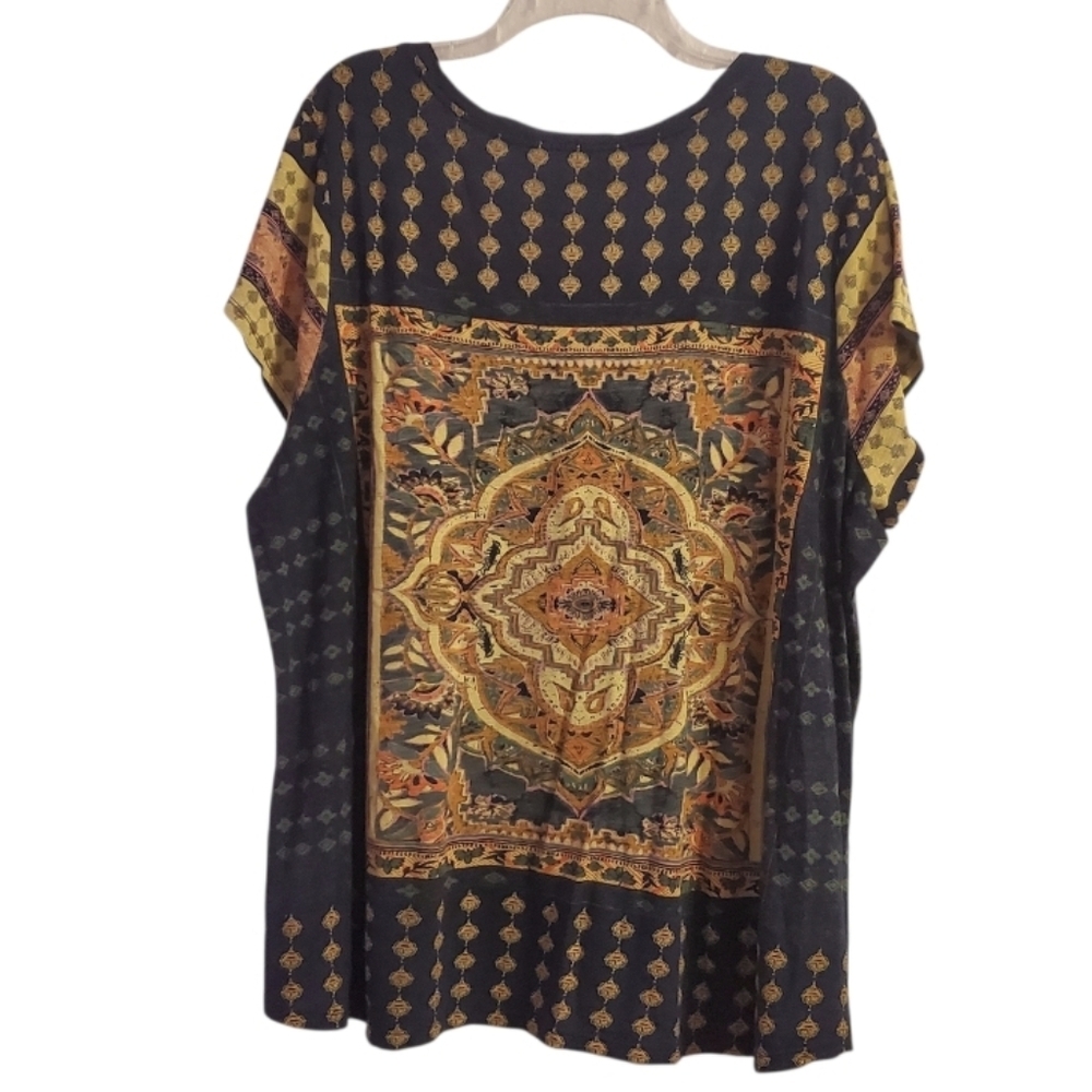 Lucky Brand Women's Boho Medallion Print Cotton Blend Top 3X - Picture 4 of 6